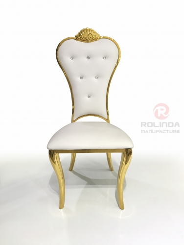 White cushion material, gold stainless steel frame, European style palace chair