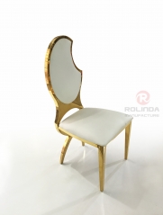 Wholesale Gold Stainless Steel Moon Design Leather Seat Wedding Chair