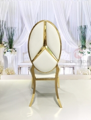 White European Mercedes Benz pattern backrest cushion, gold stainless steel bracket Chair