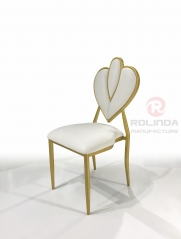 White Leather Gold Stainless Steel Flower Back European Chair for Dinning, Wedding and Hall