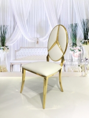 White European Mercedes Benz pattern backrest cushion, gold stainless steel bracket Chair