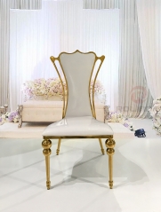 Banquet Chair Cover Stainless Steel High Back Outdoor Hotel Event Wedding Gold Label Metal Modern
