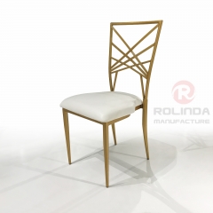 New Rental Wedding Stainless Steel Restaurant Chair X Back Dining Chair for Hotel Restaurant