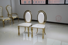 Wholesale Stainless Steel White Cushion and Back Leather Gold Bracket Chair