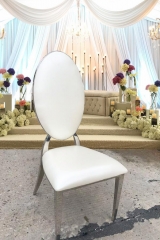 White hotel furniture, stainless steel metal, modern and affordable luxury wedding leather chairs