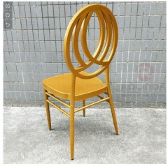 Round back gold outdoor dining wedding metal chair