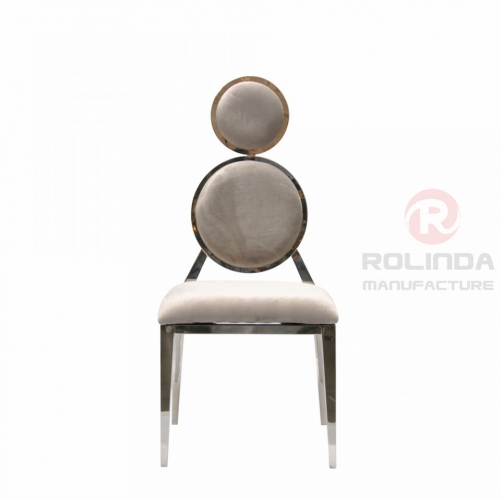 Grey double circular backrest European style banquet hall living room chair stainless steel