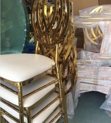 Round back gold outdoor dining wedding metal chair