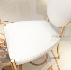 White circular backrest European style Low height white leather gold stainless steel wedding banquet chair