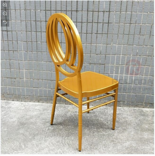 Round back gold outdoor dining wedding metal chair