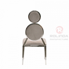 Grey double circular backrest European style banquet hall living room chair stainless steel