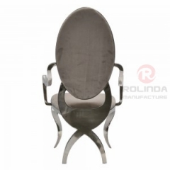 Round backrest with raised stainless steel banquet hall chairs, European style royal style chairs