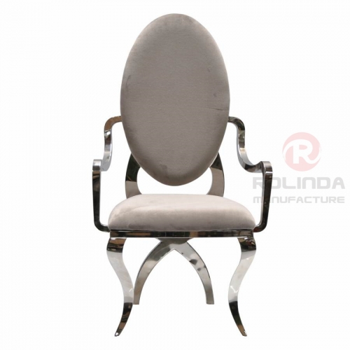 Round backrest with raised stainless steel banquet hall chairs, European style royal style chairs
