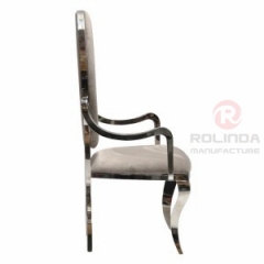Round backrest with raised stainless steel banquet hall chairs, European style royal style chairs