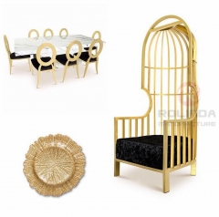 Luxury noble stainless steel chairs in the shape of European bird cages