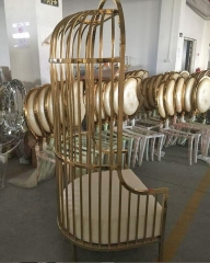 Luxury noble stainless steel chairs in the shape of European bird cages