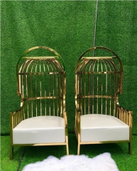 Luxury noble stainless steel chairs in the shape of European bird cages