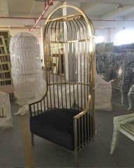 Luxury noble stainless steel chairs in the shape of European bird cages