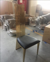 New Luxury High Back Dining Chair Stainless Steel Gold Wedding Chair Living Room Chair