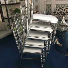 Gold and Silver European Style High Back Stainless Steel Chairs with Cushion