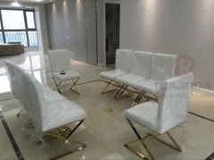 White Stainless Steel Light Luxury Dining Chair Alligator Pattern Fashion Simple Modern Dining Chair