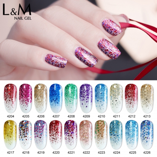 【Diamond Gel 】ibdgel Black Bottle Glitter Gel Polish 15ml Soak Off Nail Gel 34 Diamond Colors for Choose