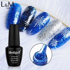 【Diamond Gel 】ibdgel Black Bottle Glitter Gel Polish 15ml Soak Off Nail Gel 52 Diamond Colors for Choose