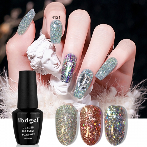 【Reflective Diamond Gel 】ibdgel 15ml Reflective Diamond Gel Silver Red Glitter Gel Nail Polish