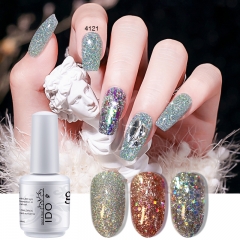 【Reflective Diamond Gel 】IDO 15ml Reflective Diamond Gel Silver Red Glitter Gel Nail Polish