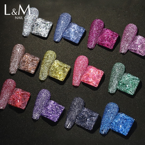 【IDO Reflective Gel Polish】 15ml Reflective Glitter Gel Polish Sparking Color UV LED Nail Varnish Soak Off