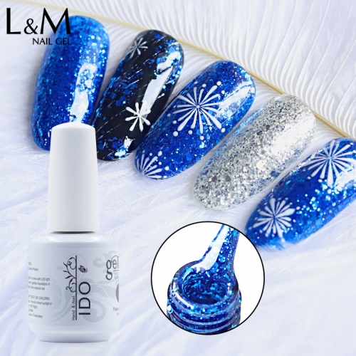 【Diamond Gel Polish 】IDO Gelpolish Diamond Gloss Gel Polish Shimmer Gel Nail Polish Glitter Soak-off UV Gel with 52 Colors for Choice