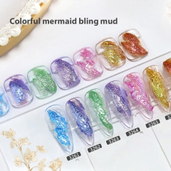 【Colorful mermaid bling mud】Ibdgel 8g Gelpolish Soak-off UV Gel Nail Polish  7Colors For Choose