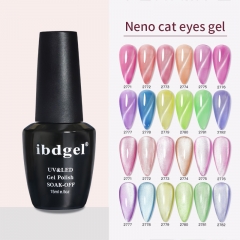 【Neno cat eyes gel 】1 pcs ibdgel 15ml 12 color Series Soak Off UV LED Neno Cat Eye Gel Magic Effect Long Lasting Nail Varnish Polish
