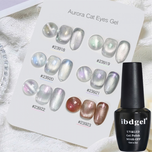 【Auroras Cat Eye】Ibdgel 15ml New Auroras Cat Eye Magnetic Gel Shining Transparent Gel Polish Varnishes Nail Art