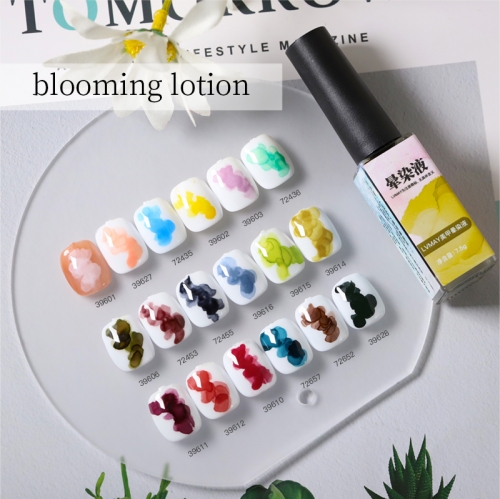 LVMAY 7.5 ml Blooming Nail Polish Marble Nail Ink Tint Gel Watercolor Ink Nail Art Blossom Gel Polish Semi Permanent without Soak Off UV Gel