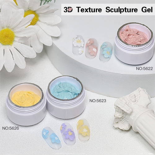 【3D Texture Sculpture Gel】15g 3D Texture Sculpture Gel Mud Gel No Flowing Full Coverage Creamy Painting Thick Texture UV LED Nail Polish Color Pigment