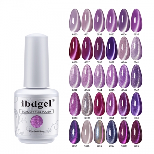 IBDGEL 15ml Purple Cat Eyes Gel Nail Polish Shining Super Sliver-light Holographics Soak Off UV Gel