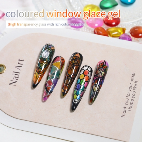【coloured window glaze gel】Ibdgel 20 coloured window glaze gel Nail Polish Set Varnish Lacquer Art Gemstone LED&UV  Gel Polish Kit 15ml