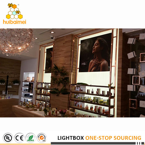 65mm wall mounted led backlit light fabric light box for store
