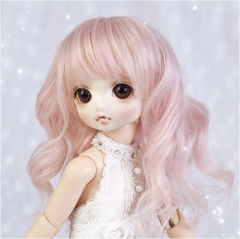 1/6 peach pink long curl wig