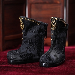 1/6 Baby Gold satin black boots