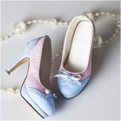 1/3 elegant blue&pink bow high-heel shoes