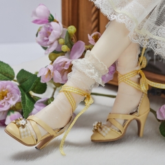 1/3 Lolita style X straps high heel shoes - Yellow