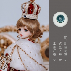 16mmグラスアイ/欲望の海/(虹彩)ターコイズブルー－ホワイトライン(瞳孔)ターコイズブルーラメ