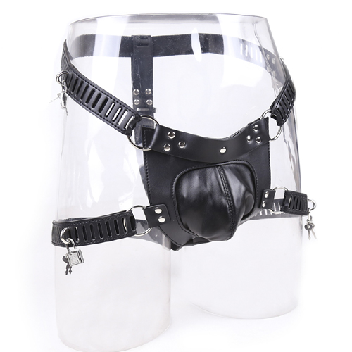 PU Leather Lockable male Chastity Belt