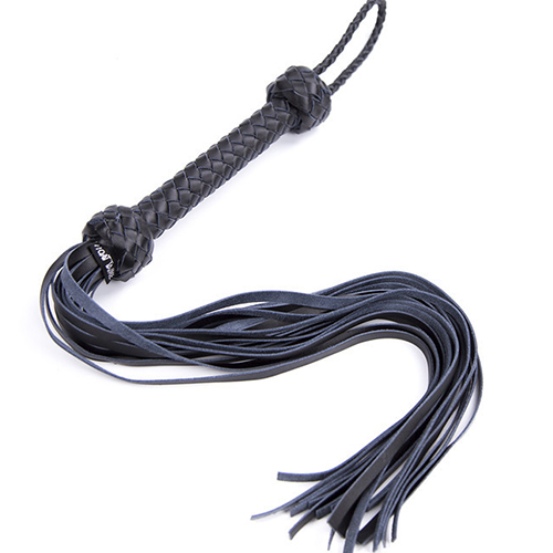Genuine leather flogger with wood handle