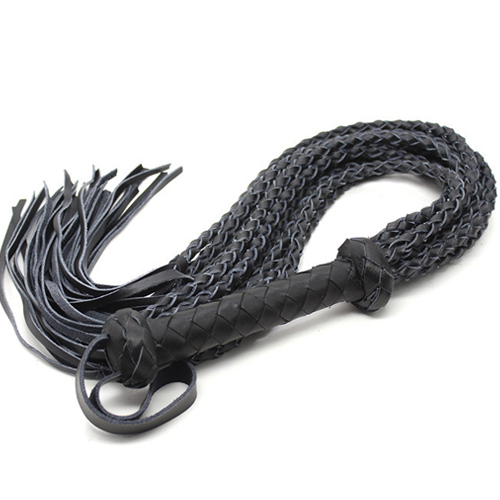 Black Leather whip 9 Tails braided tails