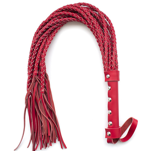 Red Leather whip 9 Tails braided tails