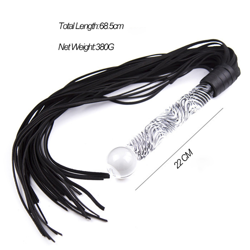 Leather flogger with glass dildo