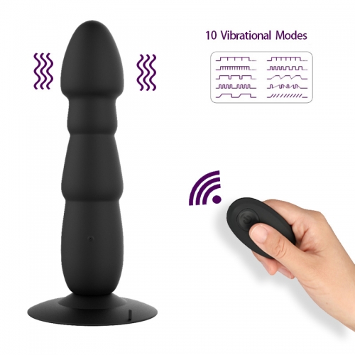 Deluxe Erotic vibrating Anal Plug with Remote Sex Toys for Men, Black